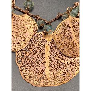Styled by Tori Spelling Copper Leaves Blue Stones Adjustable Necklace